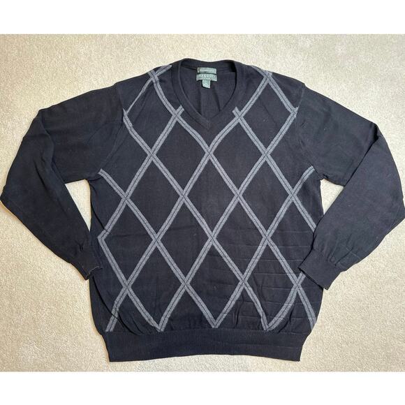 Lyle & Scott: Black and Gray Argyle Sweater - Picture 1 of 5